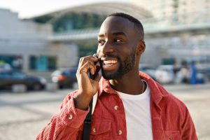 man talking on phone